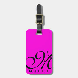 Etiqueta Para Maletas Guión negro rosado monogramado