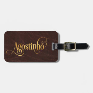 Etiqueta Para Maletas Guión Swirly Personalizado Leyenda de Oro Agostinh