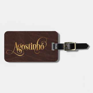 Etiqueta Para Maletas Guión Swirly Personalizado Leyenda de Oro Agostinh
