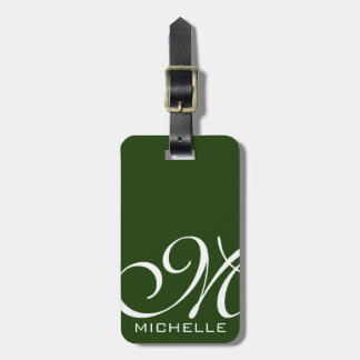 Etiqueta Para Maletas Guión verde monogramado