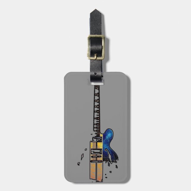Etiqueta Para Maletas Guitar 4 Detalles personalizables ltcn (Frente Vertical)