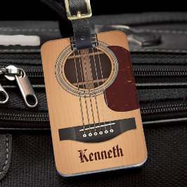 Etiqueta Para Maletas Guitarista de guitarra acústica Tan Brown
