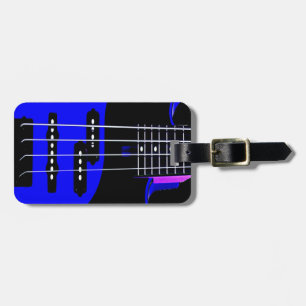Etiqueta Para Maletas Guitarra artística azul y negro