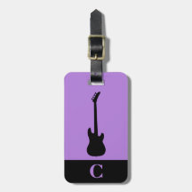 Guitarra bajo de música de viaje con monograma lav
