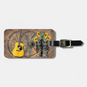 Etiqueta Para Maletas Guitarra de la rueda del oeste botas de Cowboy gir