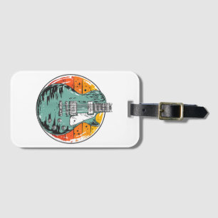 Etiqueta Para Maletas Guitarra Eléctrica Retro Atardecer Vintage Banda d