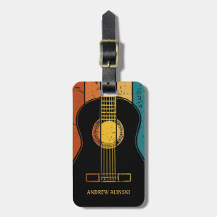 Etiqueta Para Maletas Guitarra vintage personalizada