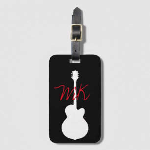 Etiqueta Para Maletas guitarrista (guitarsta) fresco simple negro