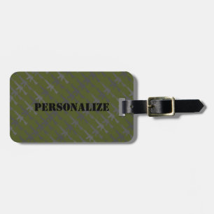 Etiqueta Para Maletas Gun estilo militar Camuflaje Ejército Rifle Verde 