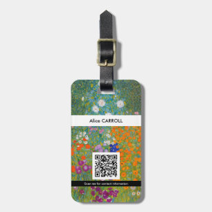 Etiqueta Para Maletas Gustav Klimt - Jardín de flores - Código QR