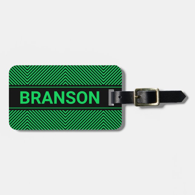 Etiqueta Para Maletas H Bar Green personalizado ED (Frente Horizontal)