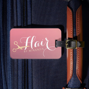 Etiqueta Para Maletas Hairstylist Makeup Salon Moderno Tijeras de oro ro
