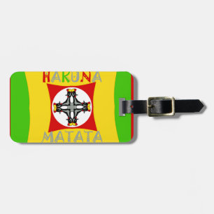 Etiqueta Para Maletas Hakuna Matata Rasta Color Rojo Verde Dorado
