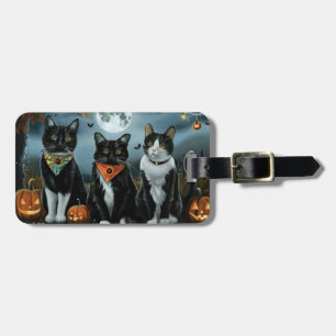 Etiqueta Para Maletas Halloween con gatos de Tuxedo