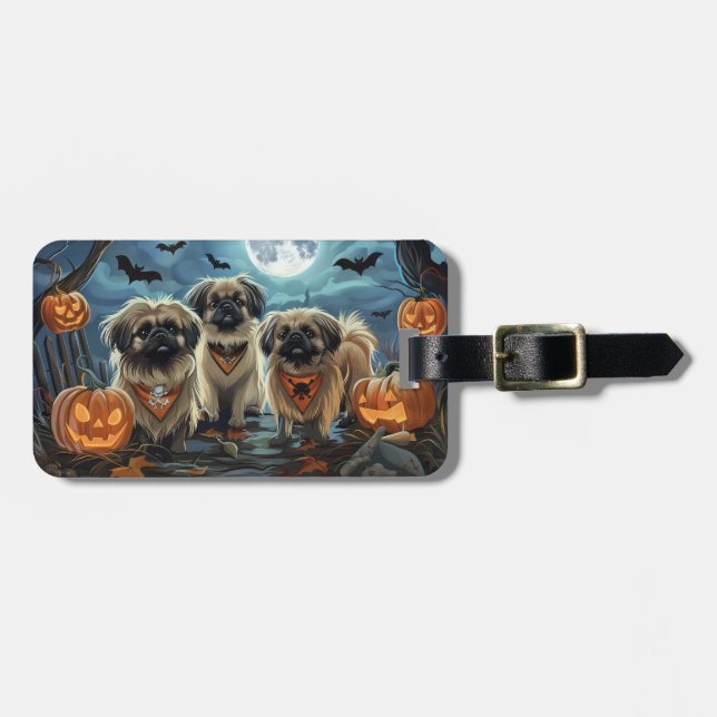 Etiqueta Para Maletas Halloween Pekingese Spooki (Frente Horizontal)