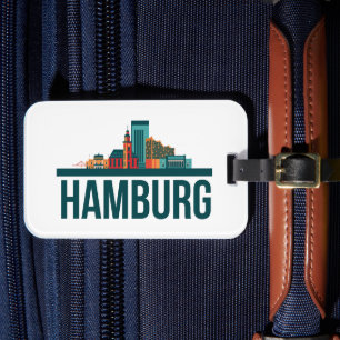 Etiqueta Para Maletas Hamburgo Alemania Skyline Cityscape