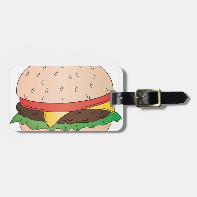Etiqueta Para Maletas Hamburguesa del queso (Frente Horizontal)