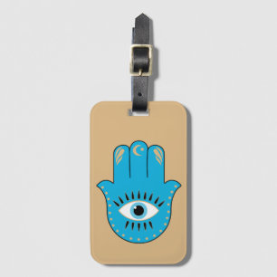 Etiqueta Para Maletas Hamsa Hand Greek Evil Eye Blue