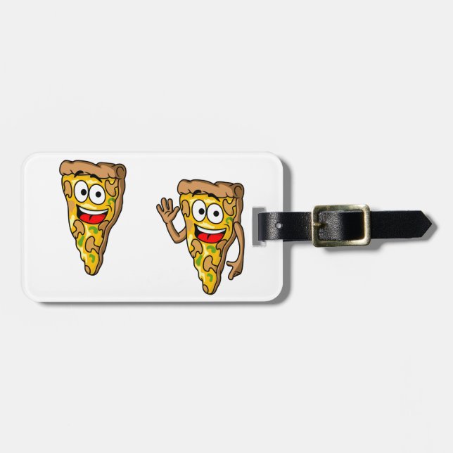 Etiqueta Para Maletas Happy Mushroom Pizza Slices (Frente Horizontal)