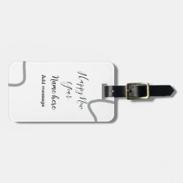 Etiqueta Para Maletas Happy new year name message gray simple holiday