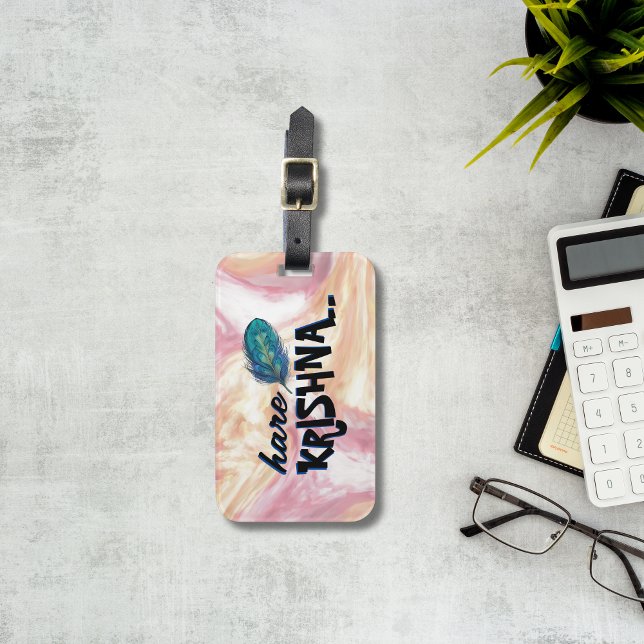 Etiqueta Para Maletas "Hare Krishna" Peacock Feather Hindu (Subido por el creador)