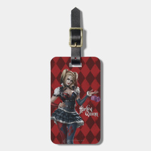 Etiqueta Para Maletas Harley Quinn con dados difusos