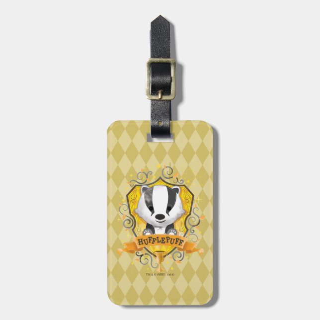 Etiqueta Para Maletas Harry Potter | Encantador Escudo HUFFLEPUFF™ (Frente Vertical)