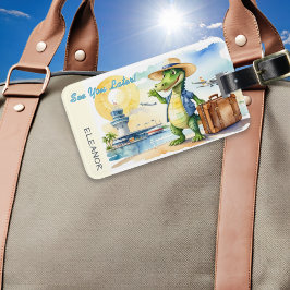 Etiqueta Para Maletas Hasta Luego Caimán Caricatura Personalizada