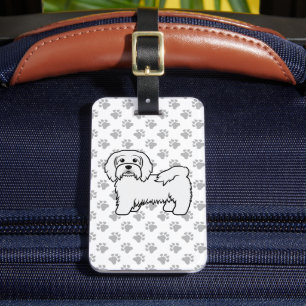 Etiqueta Para Maletas Havanés blanco, perro de dibujos animados lindo &