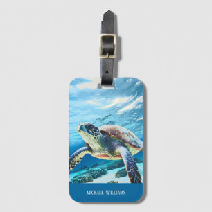 Etiqueta Para Maletas Hawái Tortuga Honu Foto Monograma