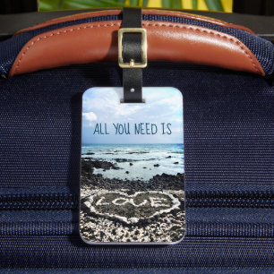 Etiqueta Para Maletas Hawaii Beach Coral Heart Photo Need Love Quote