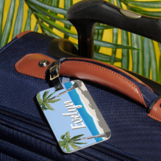 Etiqueta Para Maletas Hawaii Tropical Palm Tree Beach Personalized 