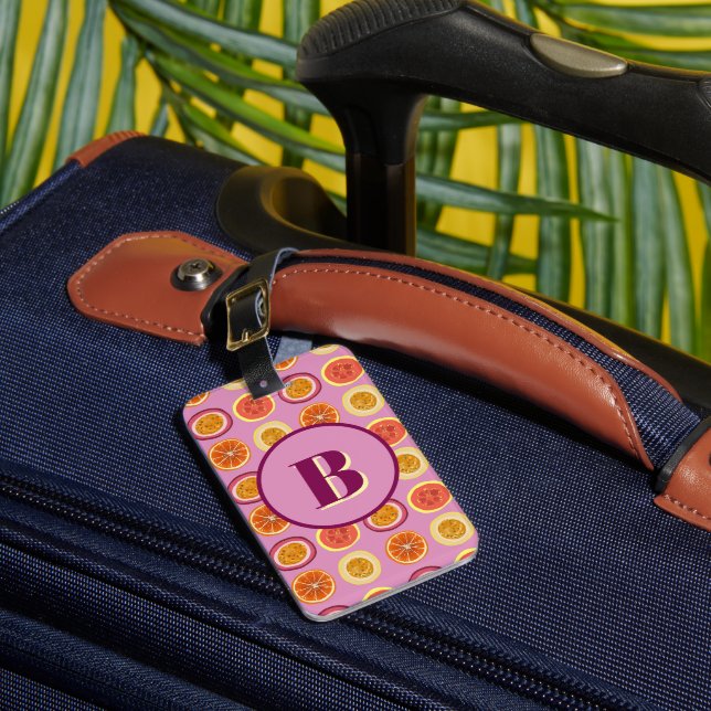 Etiqueta Para Maletas Hawaiian Tropical Fruit Pink Custom Luggage Tag (Anverso In situ 1)