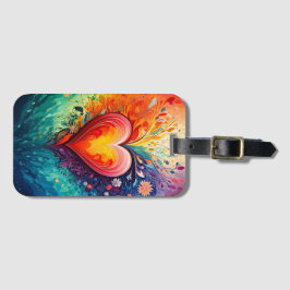 Etiqueta Para Maletas Heart Abstract Watercolor Luggage Tag
