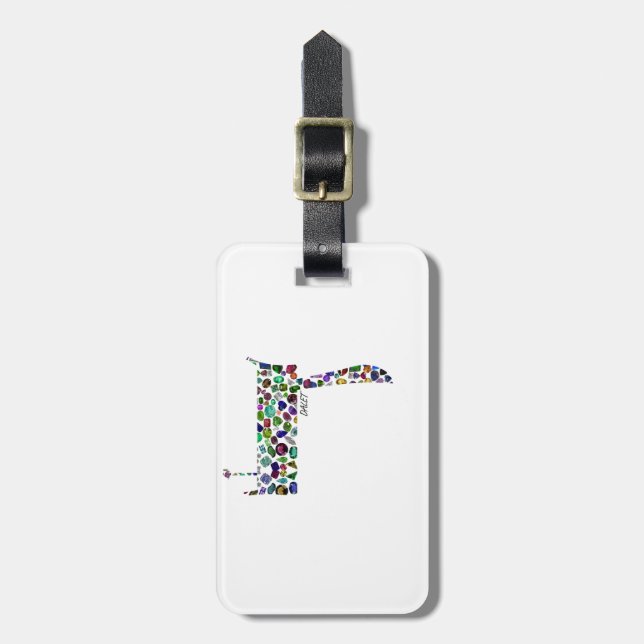 Etiqueta Para Maletas Hebrew Letter DALET made with Gemstones (Frente Vertical)