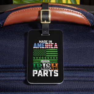 Etiqueta Para Maletas Hecho en Estados Unidos con piezas irlandesas en e