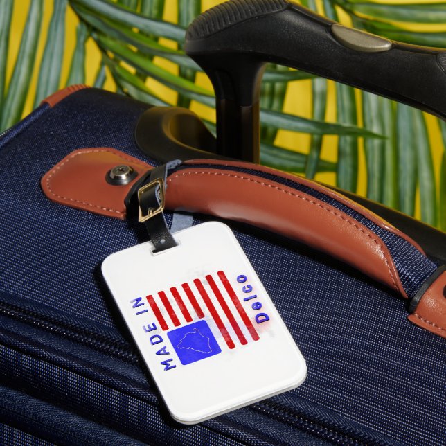 Etiqueta Para Maletas Hecho en Personalizable Delco (Anverso In situ 1)