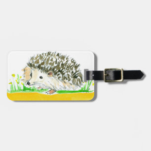 Etiqueta Para Maletas Hedgehog acuarela Amarillo Nombre personalizado