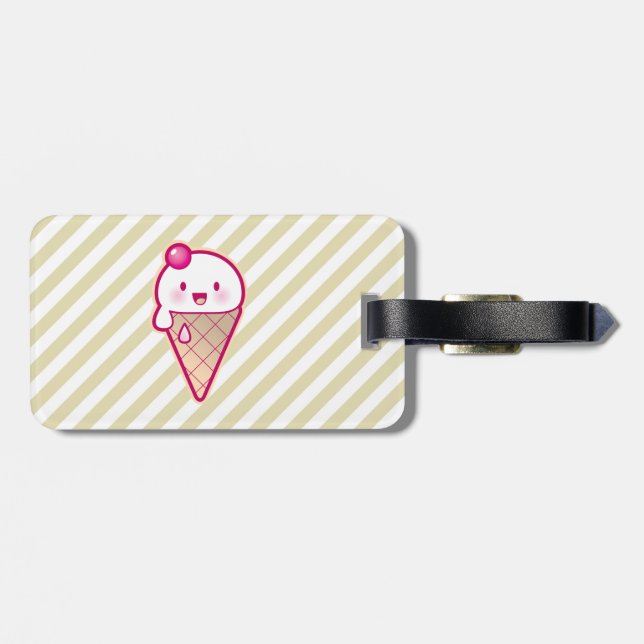 Etiqueta Para Maletas Helado de Kawaii (Atrás Horizontal)