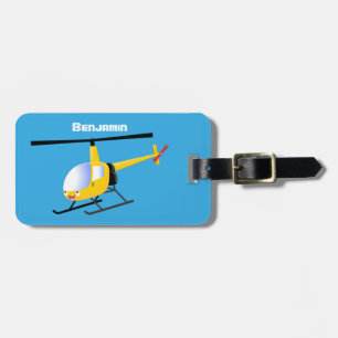 Etiqueta Para Maletas Helicóptero de personalizado alegre amarillo lindo