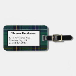 Etiqueta Para Maletas Henderson Green Tartan Plaid Lumaletas Tag