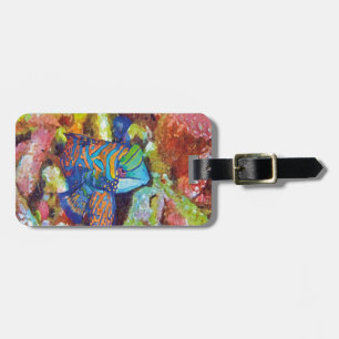 Etiqueta Para Maletas Hermosa acuarela Diseño de peces mandarínicos