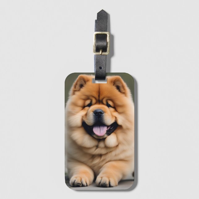 Etiqueta Para Maletas Hermosa Chow Chow (Anverso vertical)