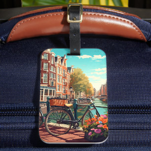 Etiqueta Para Maletas Hermosa ciudad del Canal de Amsterdam Países Bajos