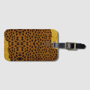 Etiqueta Para Maletas Hermosa Estampa de Cheetah de Cuero con Brillo