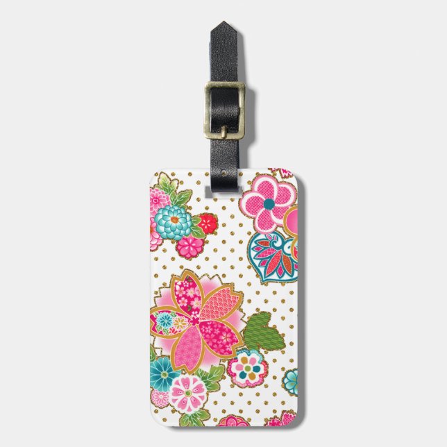 Etiqueta Para Maletas Hermosa florida primavera japonesa de moda (Frente Vertical)