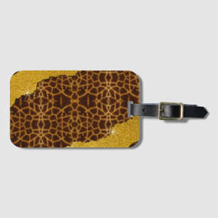 Etiqueta Para Maletas Hermosa Girafa de Cuero con Estampado Animal y Bri