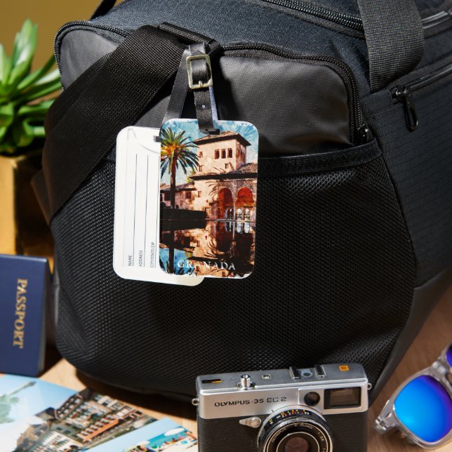 Etiqueta Para Maletas Hermosa Granada España Alahmbra Viaje (Anverso & Reverso)
