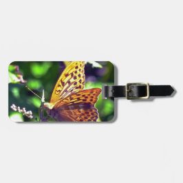 Etiqueta Para Maletas Hermosa mariposa naranja y negra manchada