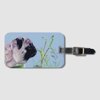 Etiqueta Para Maletas Hermosa pintura de un Pug